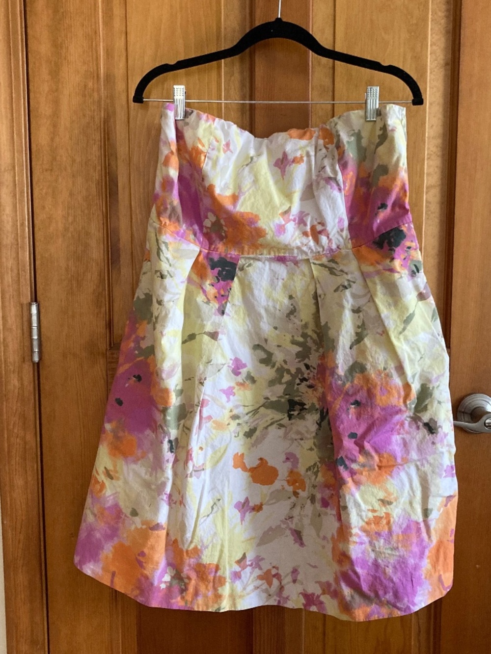 J Crew Floral Strapless Dress, Size 14